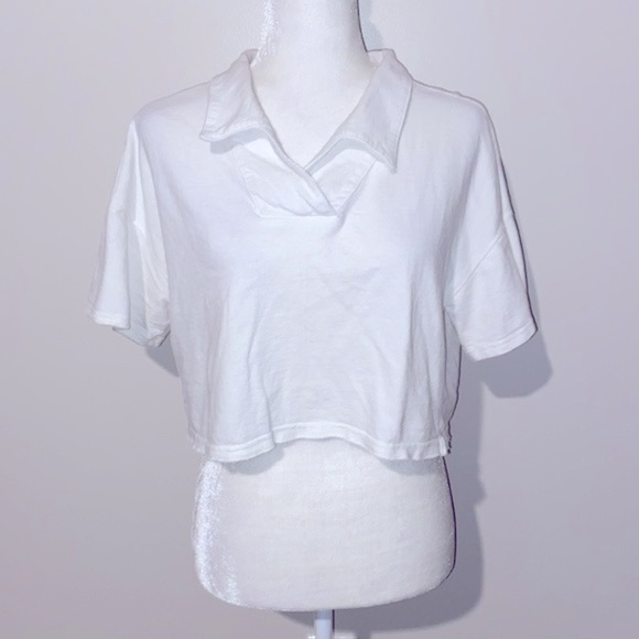 V ery J! White boxy oversized crop polo T-shirt - Picture 6 of 8